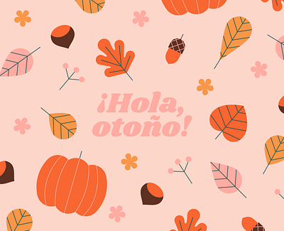 Hello Autumn! autumn leaves orange pattern pumpkin vector