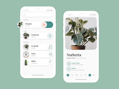 Plant Watering App clean flowers mobile plants rounded simple sketch sketchapp ui
