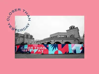 Closer Than Yesterday Mural design illustration miami mural palmtrees pattern restaurant signage southbeach typography