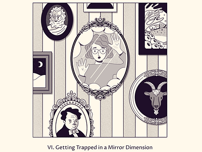 Mirror Dimension black and white illustration inktober line drawing mirror old white guys procreate reflection spooky spooky season true grit