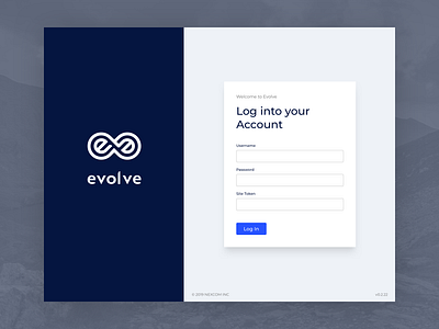 Evolve - Desktop Login Page blue blues brand clean design form landing landing page log in login login form login page login screen redesign sign in sign in page sign in screen simple welcome welcome page