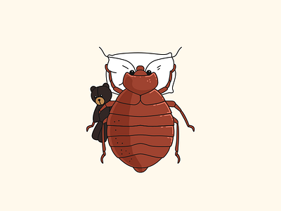 Bed bedbug illustration lineart pillow teddy vectober