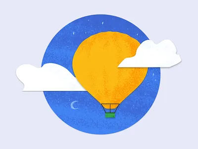 Air balloon in the evening sky air balloon cloudy design evening sky hot air balloon illustration illustrator material design night sky photoshop sky travel vector