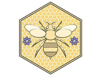 Honey Bee Logo and Pattern adobe illustrator advertising art licensing badge bee branding design digital art graphic design honey bee honeycomb illustration logo pattern surface design vector