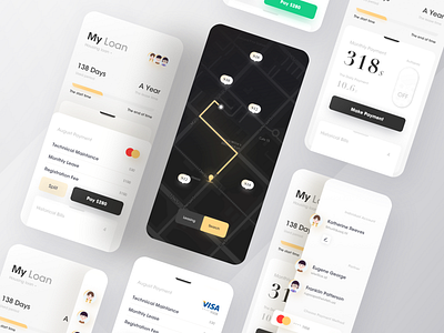 Rental market management system app bank black branding card data visualization design icon interface map mapbox master ui ux visa web yellow