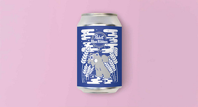 Pabst Blue Ribbon Art Can bear beer beer can beer can artwork beverage beverage packaging illustration packaging packaging design