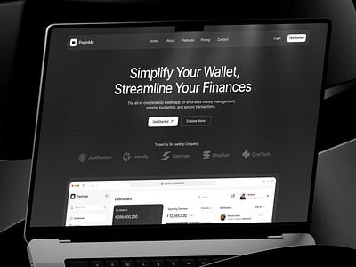 Payinme Personal Wallet Dashboard - Saas Finance Lading Page 10am studio dashboard digital wallet finance integration key features landing page money money management payment app personal wallet responsive responsive design saas saas dashboard ui design ux design wallet management web design website