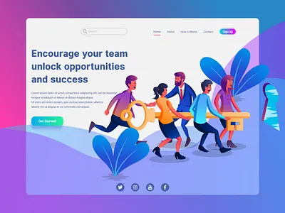 Team Encouragement for Unlocking Success application apps artwork business conceptual design digital executive flat futuristic gradient illustration industry infographic interface modern design team encouragement technology ui vector website