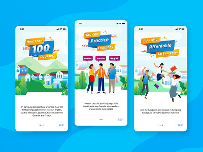 Kampung Bahasa Onboard Illustration branding design illustration ui