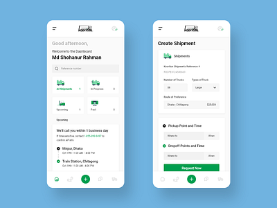 Truck Shipment App UI in Progress 2019 app design branding design dropoff icon minimal pickup truck shipment trendy ui ui design ux ux design