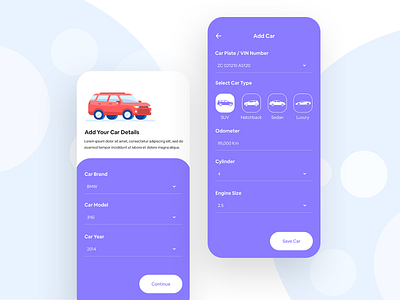 Automobile App Design animation app automobile car app cards collapse animation daily ui expand gradient illustration interaction interface design techugo ui