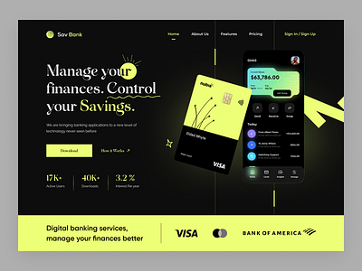 Sav Bank - Banking Finance Landing Page bank banking banking website finance website financial landing page money online banking pay payment transaction transfer uifinance uiux ux wallet website web web design web page website design