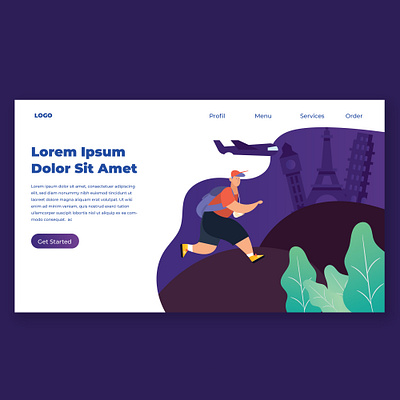 Travel Landing Page clean design flat illustration interface landing page landing page design landingpage mobile ui userinterfacedesign ux vector