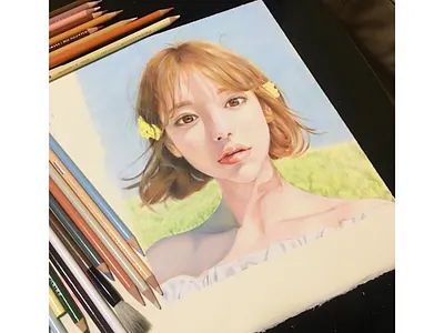 Color lead portrait 人像 彩铅 绘画