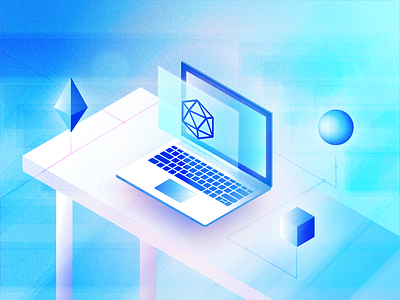 Isometric Tech & Geometry 3d adobe computer future geometric geometry icon icosahedron illustration illustrator isometric laptop macbook pc shapes ui vaporwave