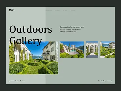 Outdoors Gallery description estate gallery horizontal scroll landing page layout luxury property real estate realestate slider ui design ux design villa web app web application