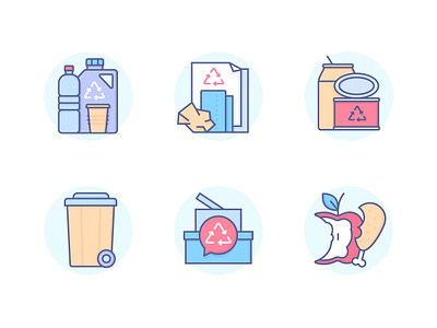 Recycling icon set design eco ecology environment icon line recycling style vector waste sorting