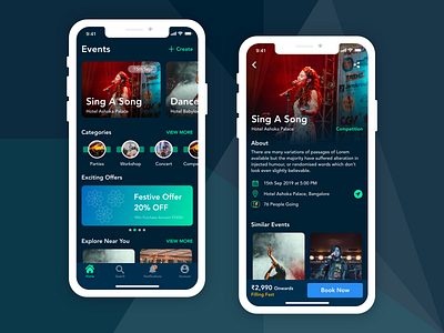 Events App Mobile UI adobe xd dark dark mode dark theme event app events app ios ui iphone iphone design main page mobile mobile app mobile app design mobile app ui mobile design mobile ui mobile ui design ui ui design uiux