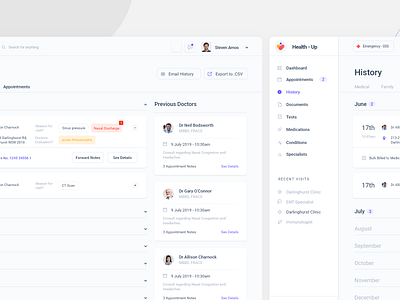 Medical Management Platform pt.3 app clean dash dashboard database design doctor health healthcare interface management management system medical medicine minimal search sick ui ux web