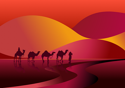Caravan Crossing from The Alchemist illustration vector