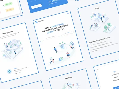 Store One adaptive blue concept design illustration isometric logo minimal mobile modern ui web
