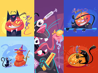 🎃 Halloween Mood 👻 cartoon cat character characterdesign coloring fun game halloween illustration mouse process pumpkin spovv