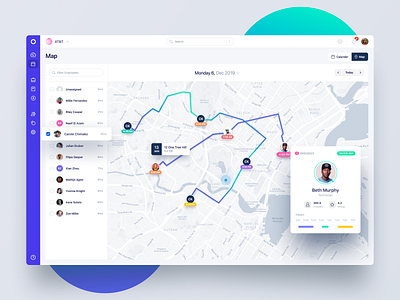 Map View - Fleet Tracking App clean dashboad fleet map profile timeline tracking ui user user card users webapp