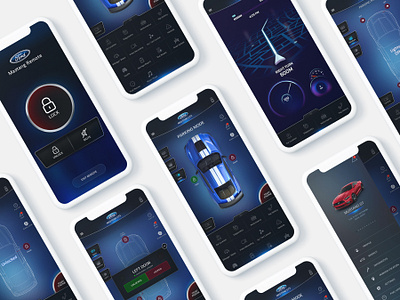 Ford Car Remote App UI branding car dashboard design driving iphone x map one ui remote ui ux