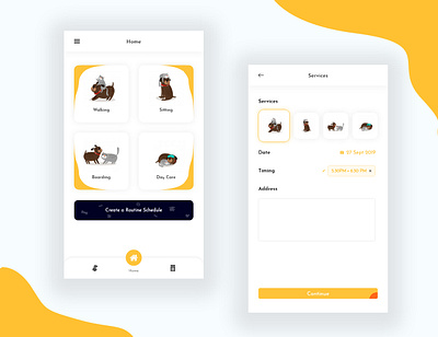 Pet Caring Application app design application ui design flat design pet pet app pet care service app ui ui design ui ux ux