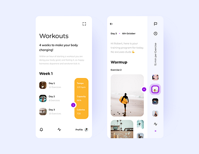 Workout Planner app application application design clean colorful concept design mobile ui uidesign