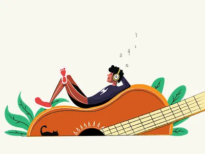 music 36dayoftype cat design digital guitar illustration illustrator logo music painting photoshop website yellow