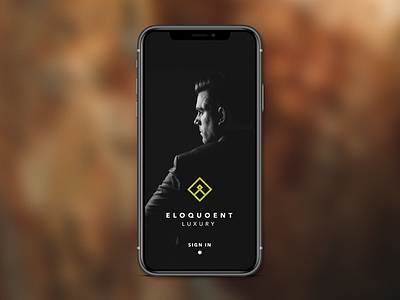 Eloquent Splash Screen app black black and white design gold icon intro login logo luxury page sign in splash screen symbol ui ux white