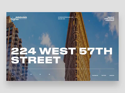 Higher Ground - real estate promo website animation bold brutalism homepage interactive minimal motion new york prototype realestate typography ui ux webdesign webgl website