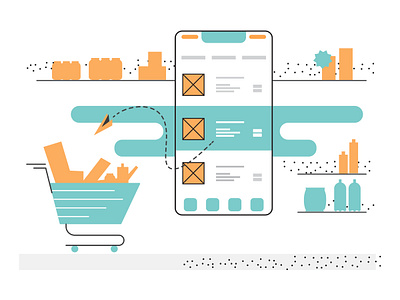 Online Shopping - Shape Library animation app cart gestures icons illustrations interface line motion motion design navigation online phone select shopping tab tech ui ux website