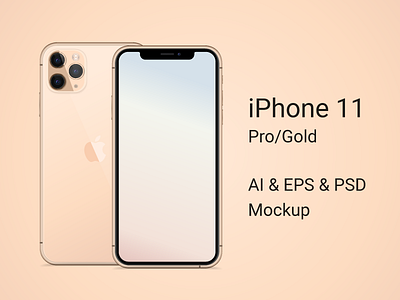 iPhone 11 Pro Gold Mockup apple free freebie illustration ilustration ios mobile mock up mockup presentation psd screen smart object vector