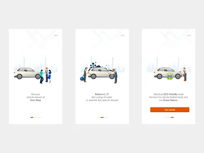 Waterless vehicle shower design illustration ui ux