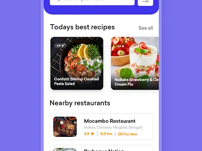 Food Application clean design flat food food and drink food app food order mobile app mobile app design recipe app uidesign uiux ux design vector