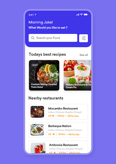 Food Application clean design flat food food and drink food app food order mobile app mobile app design recipe app uidesign uiux ux design vector