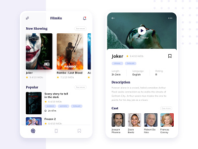 Movie App adobe xd clean interaction design mobile app design movie app ui ui design user interface ux