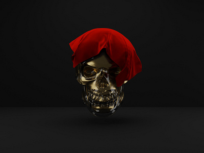 Skull 3d 3d art 3dsmax artist blender dark glass gold red skull velvet