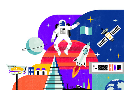Welcome to mars adobe illustrator design illustration mars space spaceship texture