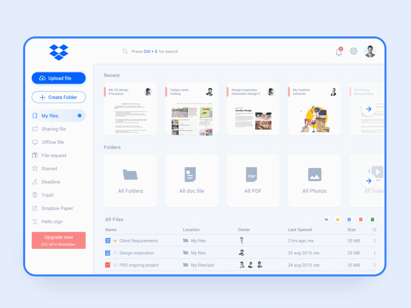 Dropbox Search Experience android app dropbox interaction design mobile redesign search ui ui ux design user interface ux webapp webdesign website
