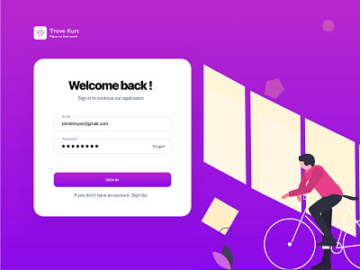 Trove Kurt branding card card design characterdesign clean ui gradient design illustration illustration art interface login login screen registration form typography ui uidesigns uiux uxdesign web web design website