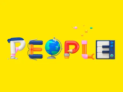 People bicycle design earth illustration karate kids letter lettering pencil people piano science scouts snorkel things type typography yellow