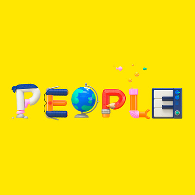 People bicycle design earth illustration karate kids letter lettering pencil people piano science scouts snorkel things type typography yellow