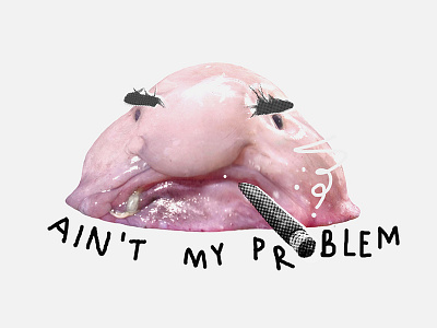 Ain't my problem boss cigar fish funny halftone illustraion ugly