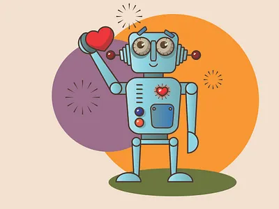My Robot Dribbble Weekly Warm Up dribbble weekly warm up heart illustration robot vector