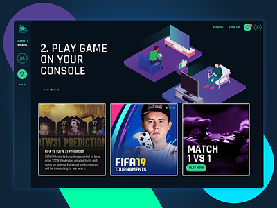 Homepage Gaming Site branding design fifa gamer gamers gaming home homepage landing ps4 ux vector web website xbox