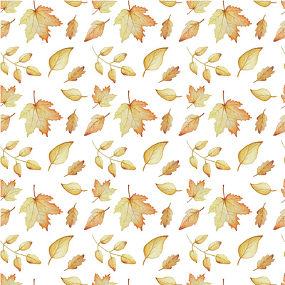 Pattern Otoño en acuarelas acuarelas amarillo botánico caen diseño estampa fondo hojas ilustración moda motivos naturaleza otoño pattern pattern design secas vector