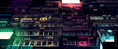 mirages n 3 024 akira city cyberpunk futur illustration neon neotokyo rain tokyo trystram